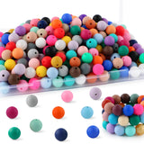 HHCFAST 150Pcs 12mm Silicone Beads for Keychain Making and Bracelet Making,30 Colors Round Silicone Beads for Pens(Multicolor)