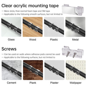 50 Pcs Heavy Duty Cable Clips Transparent with 100 Screws, Attom Tech Clear Self-Adhesive Cable Organizer Cord Management System