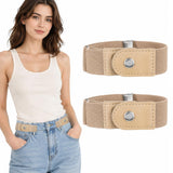 Sannidhi 2Pcs No Buckle Elastic Belt Adjustable Stretch Waist Belt For Pants And Jeans Everyday Wear