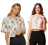 Toplot Women'S Casual Printed Crop Top With Short Sleeve Pack Of 2 (Combo-5135-Mlt-Cku-Xs),Multi-Chiku,,B0CCXX3744