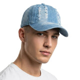 Jamont Baseball Cap For Men & Women |Unisex Distressed Denim Breathable Cotton Stylish Ripped Sports Cap, Adjustable Summer Dad 