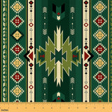 Erosebridal Southwestern Aztec Fabric by The Yard,Ethnic Mexican Bohemian Upholstery Fabric for Chairs Sofa,Green Red Yellow Dec