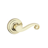 Kwikset Lido Dummy Door Handle, Single Sided Lever for Closets, French Double Doors, and Pantry, Polished Brass NonTurning Righ