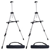 U.S. Art Supply 66 Silver Metal Tripod Easel Display (2 Pack) - Adjustable 18- 5.5', Holds 36 Canvas - Floor/Tabletop Easel Stan