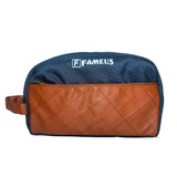 Fameus Multipurpose Faux Leather Detailing Pouch Everyday Unisex Travel & Toiletry Kit For Medicine, Cosmetics, Shaving Navy