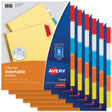 Avery 5Tab Binder Dividers, Insertable Multicolor Big Tabs, 6 Sets (11109)