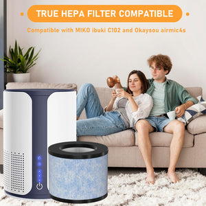 Allisfresh C102 MA-01CW True HEPA Replacement Filter Compatible with Miko Ibuki C102 Air Cleaner Purifier and Okaysou AirMic4S,