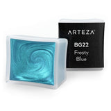 Arteza Metallic Watercolor Paint, Frosty Blue A717, Set of 2 Half Pans, Pearl Paint, Vibrant and Pearlescent Hues, For Illustrat
