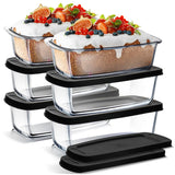 Nestl Set of 6 Glass Bread Loaf Pans for Baking Bread Glass Food Storage Containers with Lids, Glass Baking Dishes for Oven, Pou