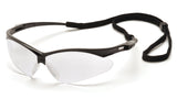 Pyramex Safety PMXTREME Eyewear, Black Frame with Cord, Clear Lens
