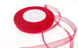 Dxeud Sheer Organza Ribbon (Red, 1/2 x 50 Yards)