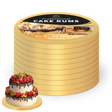 10-Pack 10in Round Gold Cake Drum Board 10 Inch Sturdy 1/2 Inch Thick Full Wrap Edge Cake Base for Heavy Tiered Cakes(Gold 10inc
