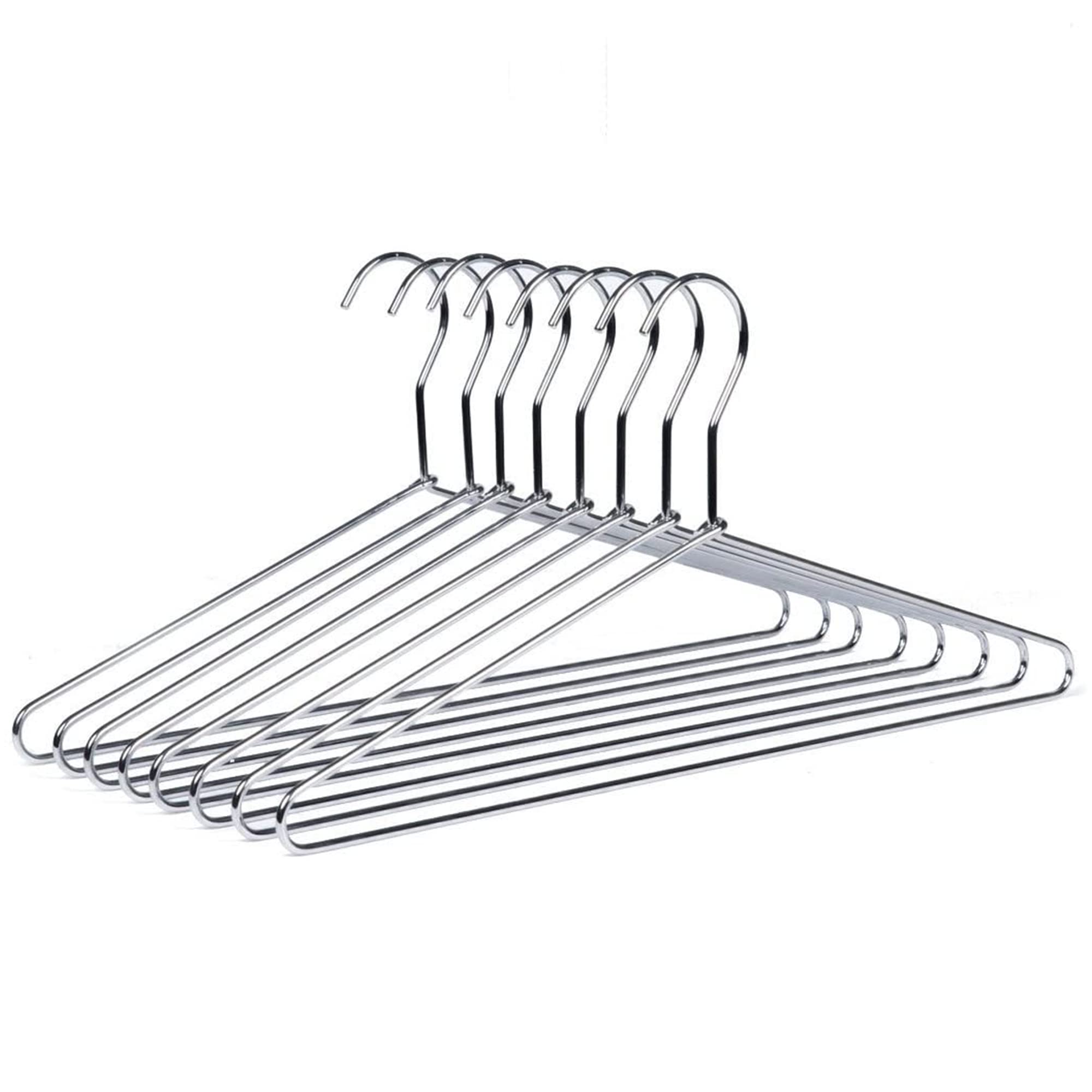 Amber Home Heavy Duty Metal Shirt Coat Hangers 10 Pack, Stainless Steel Clothes Hanger With Polished Chrome, 17 Inch Silver Meta