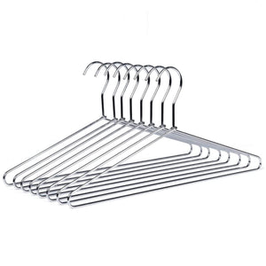 Amber Home Heavy Duty Metal Shirt Coat Hangers 10 Pack, Stainless Steel Clothes Hanger With Polished Chrome, 17 Inch Silver Meta
