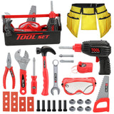 LOYO Kids Tool Set - Pretend Play Construction Toy with Tool Box Kids Tool Belt Electronic Toy Drill Construction Accessories Gi