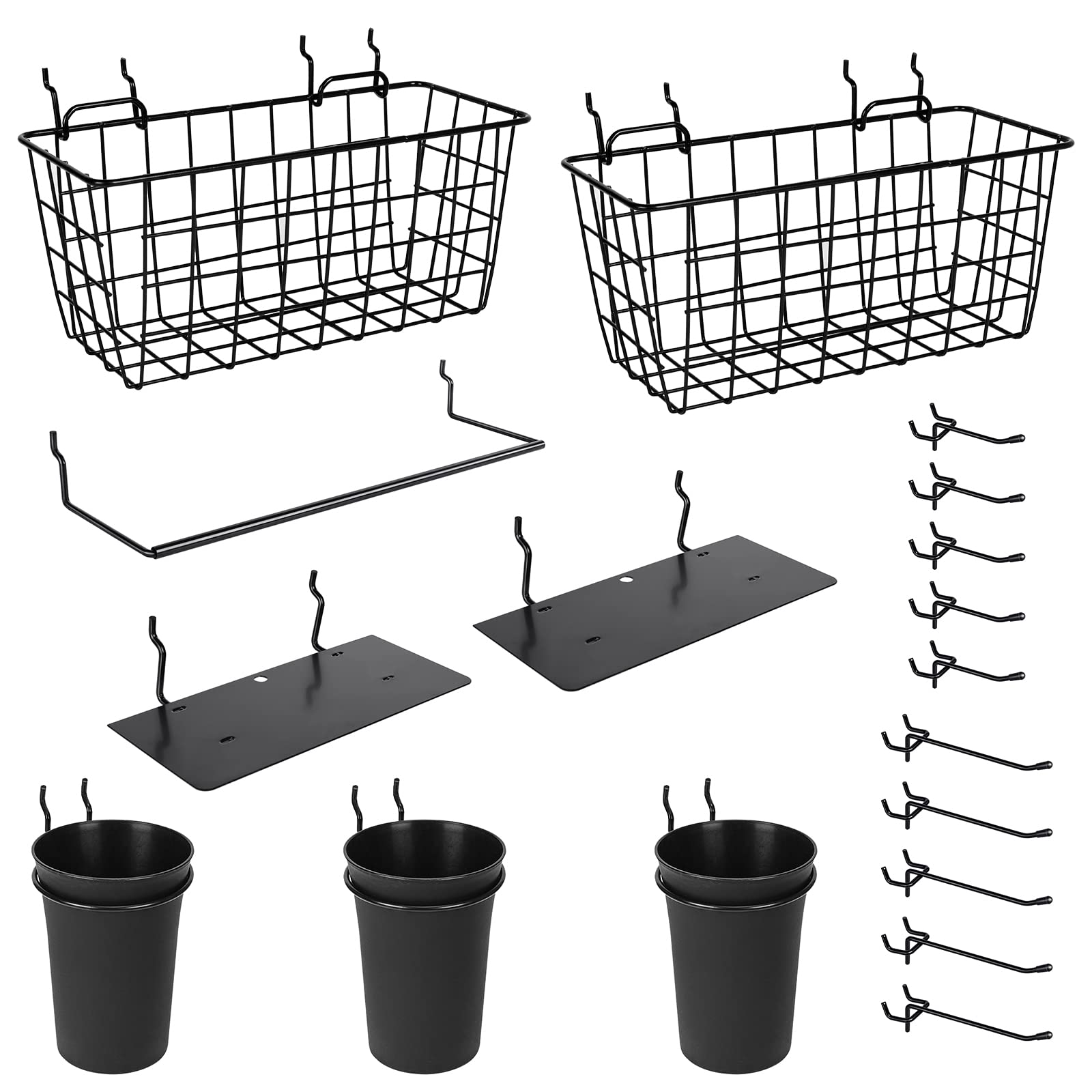 G.Core Peg Board Organizer Accessories, 18 Pack Pegboard Hooks Assortment Set Peg Baskets Cups Hook Accessory, Various Tools Sto