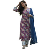 Gosriki Women'S Cotton Blend Floral Printed Straight Kurta With Pant & With Dupatta (Dastur Pink_Xxl-Gs_Pink_Xx-Large),Pink,2,B0BNNKFGXD