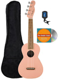 Fender Monterey Concert Ukulele - Shell Pink Bundle with Gig Bag, Tuner, and Austin Bazaar Instructional DVD