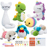 Crochet Kit for Beginners - 6 PCS Crochet Animal Kit, Knitting Beginners Kids Kit with Step by Step Videos, Yarn, Crochet Hook, 