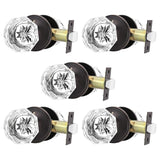 Orger 5 Pack Glass Door Knobs with Oil Rubbed Bronze Rosette, Bath/Bed Door Knobs for Privacy Use, Keyless Interior Door Handles