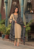 Gosriki Women'S Rayon Blend Straight Embroidered Kurta With Pant & Dupatta (Soul Chiku-Gs_M_Beige_Medium),Beige,,B0DP29YMKV