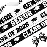 NUVCELKA Class of 2026 Senior Grosgrain Ribbons, 5/8 x 5 Yards Black/White for Graduation Crafts and Gift Wrapping, 4-Pack