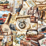 Kittyanie 50Pcs Retro Travel Stickers Notepad Additions Handbook Decorative Stickers Pet Material