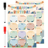 MENIFEND Birthday Chart Poster for Classroom: 2 Pcs Mountain Scenery Happy Birthday Calendar Reusable Laminated for Kids, Classr