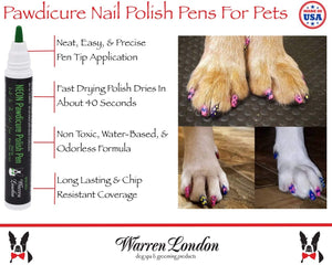 Warren London Pawdicure Dog Nail Polish Pens | Made in USA | Quick Dry, Low Odor, Non-Toxic Dog Accessories | Ideal for Dog Birt