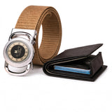Tpm Men Coffee Brown Tactical Belt With Heavy Duty Cobra Buckle And Black Slim Wallet