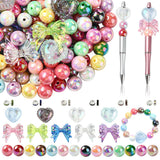 Acrylic Focal Beads for Pens Beadable Keychains Making Kits Kandi Beads (Rainbow Bead A)