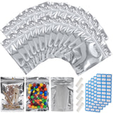 100-Pack Reclosable Large Mylar Bags for Food Storage 8 x 12 Stand Up Ziplock Pouch Bags in Bulk Resealable Smell Proof Aluminum