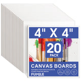 FUMILE 4x4 Mini Canvas for Painting, 20 Pack Small Canvases for Painting Primed Acid Free Canvas Boards for Painting for Beginne