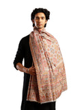 Tweedle White Wool Blend Kani Shawl/Stole For Men | Size 40 X 80 Inches