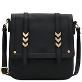 ALYSSA Double Compartment Large Flapover Crossbody Bag (Black)