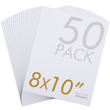 Falling in Art 50 Pack Acid-Free Mat Boards - 8x10 Uncut White Backing Boards, 4 - Ply Thickness Backer Boards for Photos, Pictu