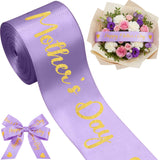 Zeyune 10 Yards 2 Inch Happy Mother's Day Ribbon for Bouquet Glitter Purple Mom Ribbon Wide Craft Hair Bow Wreath Crafts Gift Wr