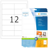 HERMA Self Adhesive Multi-Purpose Labels, 12 Labels Per A4 Sheet, 120 Labels for Laser and Inkjet Printers, 97 x 42.3 mm (8628),