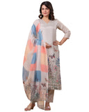 Anni Designer Women'S Cotton Blend Printed Straight Kurta With Pant & Dupatta (Rml Beige_M_Beige_Medium),Beige,M