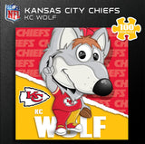 MasterPieces 100 Piece Licensed NFL Jigsaw Puzzle for Kids - Kansas City Chiefs - KC Wolf - 10 x 10