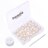 BEADIA Natural Pearl Beads Rice 8-9mm White Freshwater Cultured Loose Gemstone Beads for DIY Jewelry Making 13.8''/Strand HQ