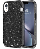 Hython Case for iPhone XR Case Glitter, Cute Clear Glitter Bling Sparkle Cover, [Military Grade Protection] Hybrid Hard PC Bumpe