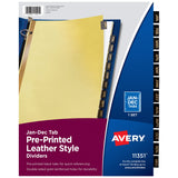 Avery JanDec Dividers for 3 Ring Binders, 12Tab Set, PrePrinted Black Leather Tabs, 1 Binder Divider Set (11351)