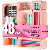 inihpocv [ 48PCS & 5 Sizes ] Tool Box Organizer Tray, Toolbox Drawer Organizer with Non-Slip Pads, Desk Drawer Divider Set, for 