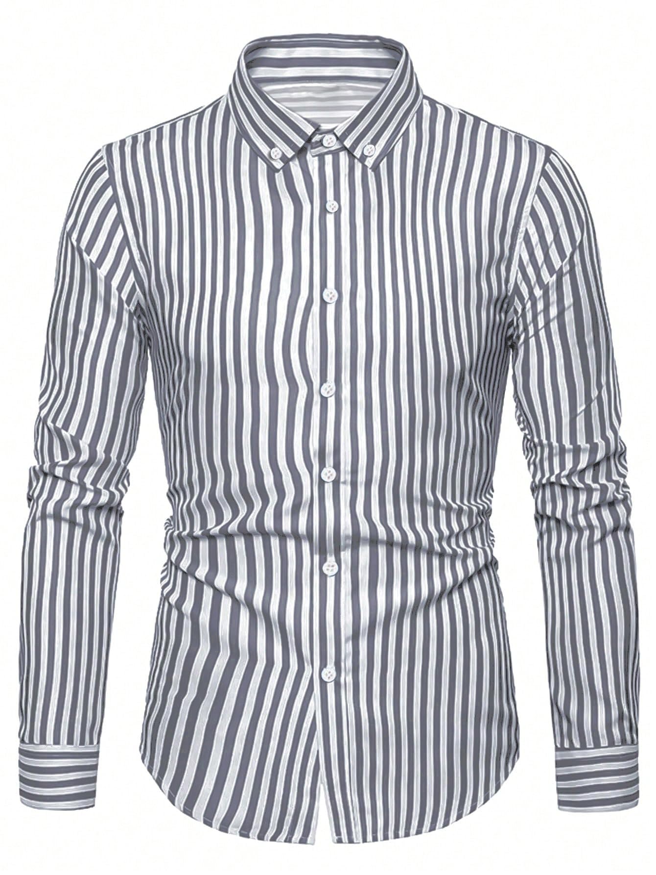 Toplot Shirt For Men || Mens Casual Shirts || Full Sleeve || Regular Fit || Striped (Strip-Shirt-5219-Grey-S),Grey,,B0DQPR9HCL