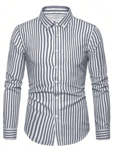 Toplot Shirt For Men || Mens Casual Shirts || Full Sleeve || Regular Fit || Striped (Strip-Shirt-5219-Grey-S),Grey,,B0DQPR9HCL
