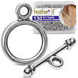 Heather's cf Toggle Jewelry Clasps - Durable Quality, Antique Plain Silver Finish Toggle Clasps & Closures for Necklace, Bracele