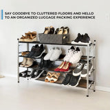 4-Tier Adjustable Freestanding Shoe Rack with Flat or Angled Shelves, Chrome Finish
