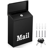 MorningRo 10 x 7 x 3 Inch Medium Black Mailbox with Lock for Outside Wall Mount Classic Galvanized Steel Mailbox Rust Proof Apar