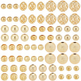 PH PandaHall 120pcs 18K Gold Plated Beads 12 Styles Metal Spacer Beads Round Spacer Beads Faceted Round Beads Hollow Round Space